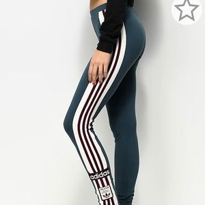 adidas Midnight Blue & Burgundy 3 Stripe Legging